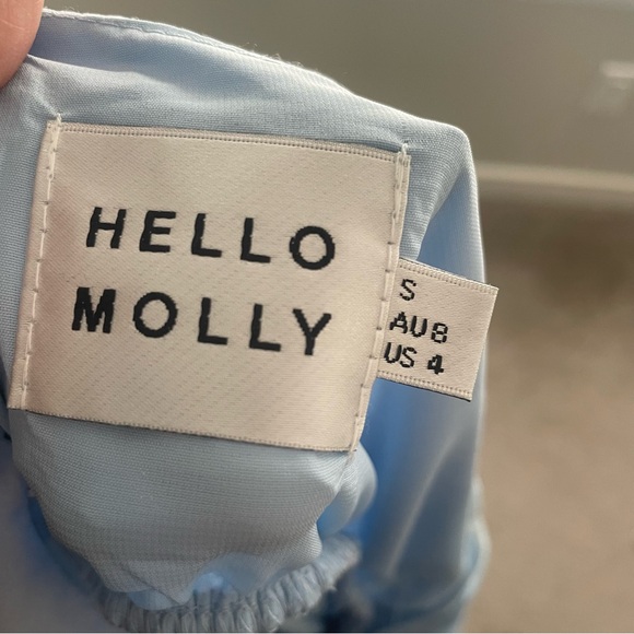 Hello Molly High Low Flowy Handkerchief Midi Dress Belted Ice Blue Size 4 - Picture 10 of 10